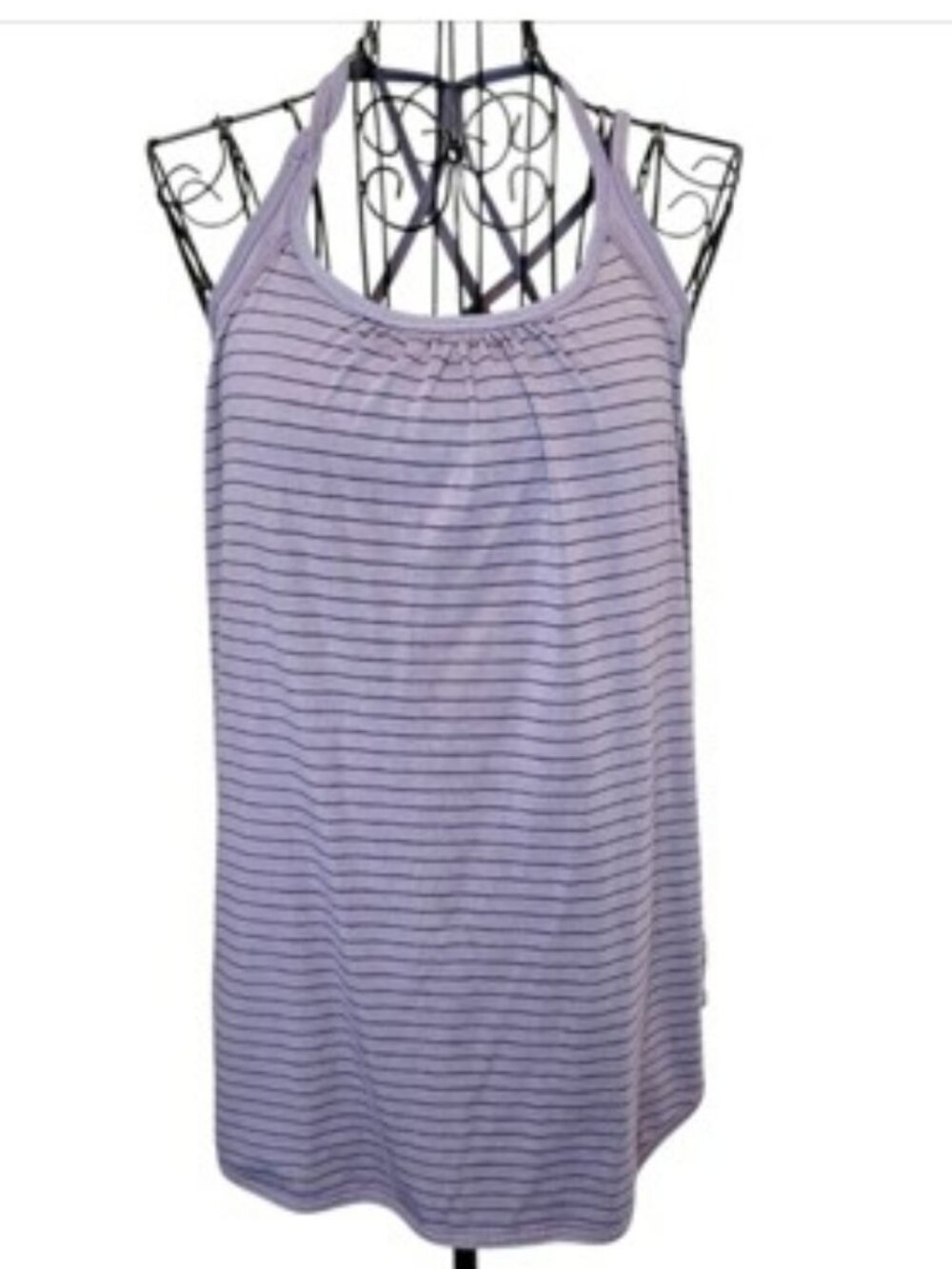 Cali Women's Lavender Striped Halter Activewear Tank Top Size Small Workout Gym
